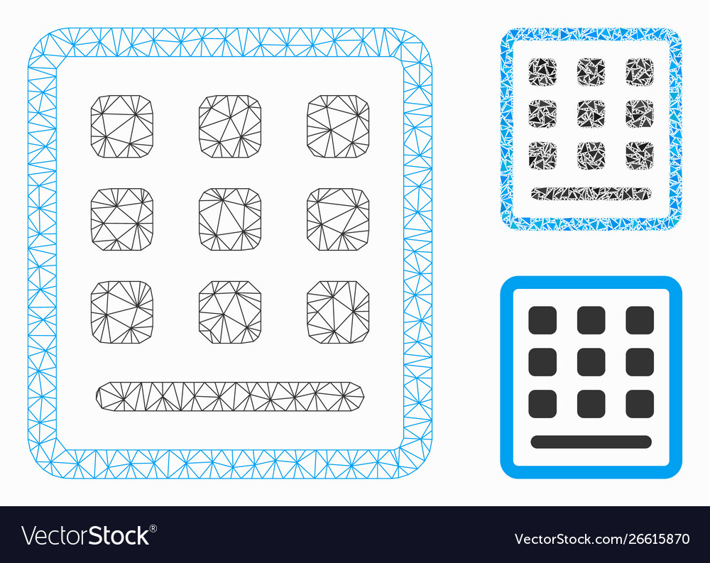 Keypad mesh 2d model and triangle mosaic vector image Keypad mesh 2d model and triangle mosaic