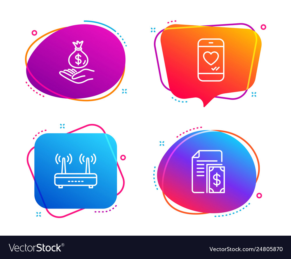 Love chat wifi and income money icons set