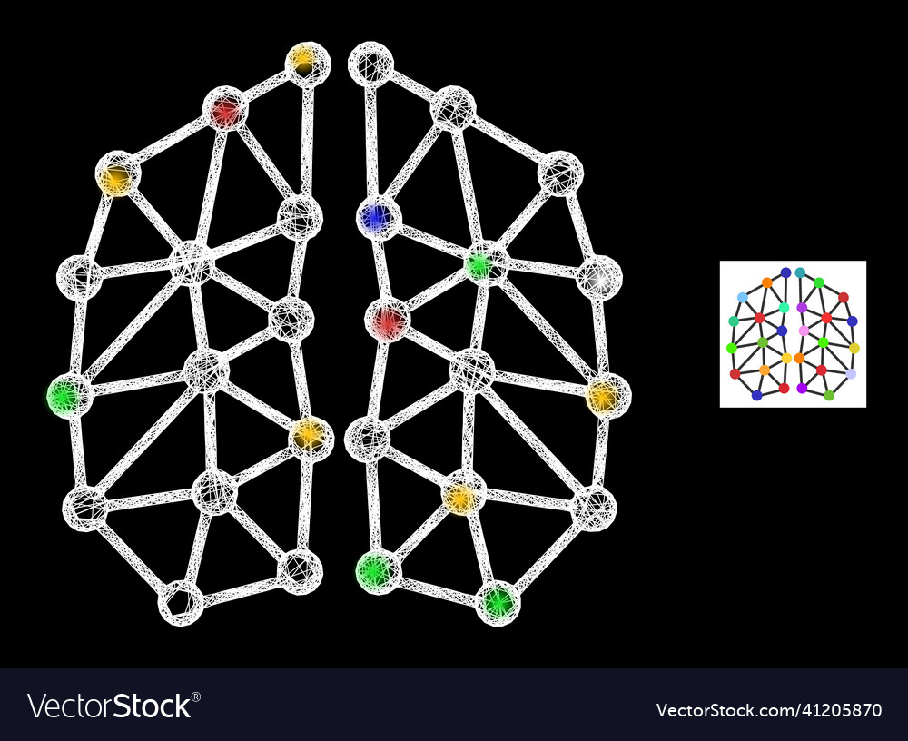 Network mesh neural icon with multi vector image Network mesh neural icon with multi