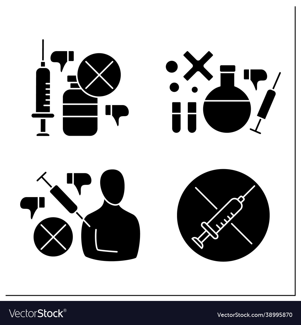 No vaccination glyph icons set