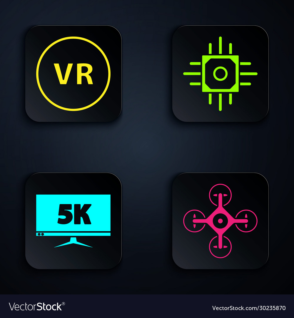 Set drone virtual reality monitor display vector image Set drone virtual reality monitor display