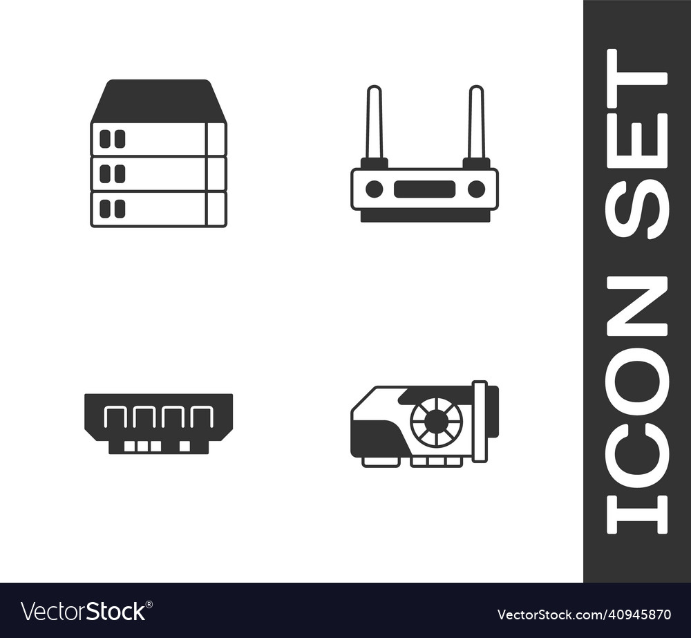 Set video graphic card server data web hosting vector image Set video graphic card server data web hosting