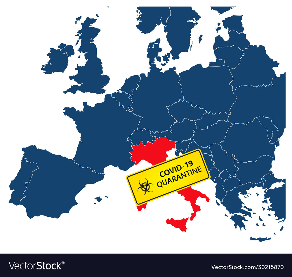 Simple italy map with coronavirus carantine Vector Image