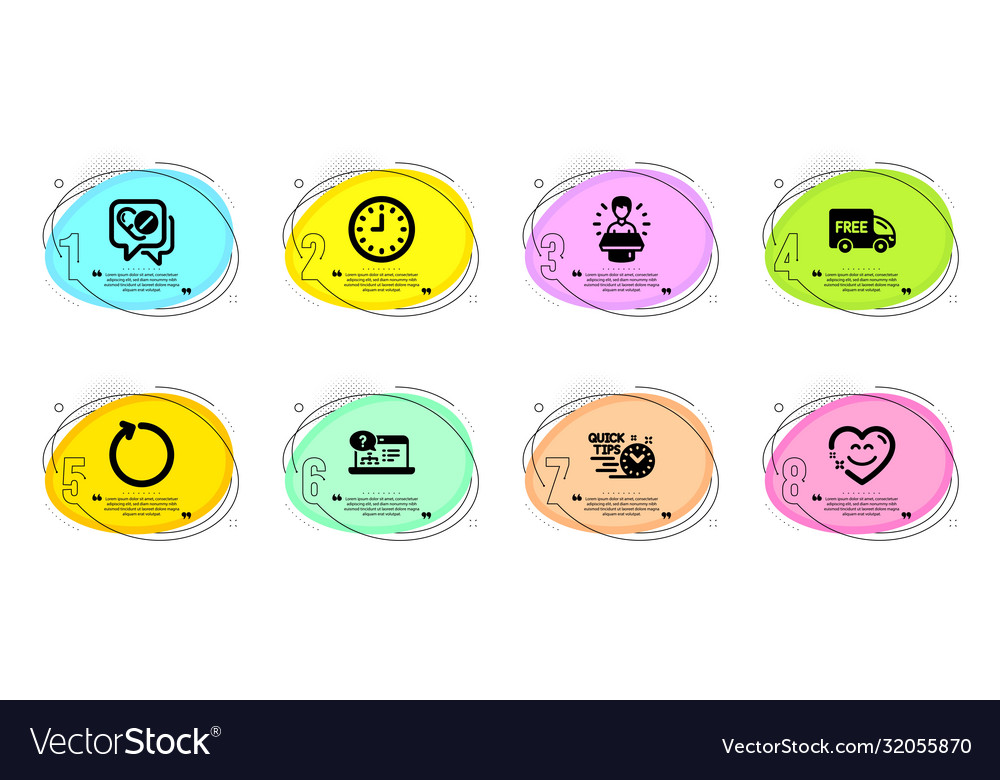 Smile chat loop and free delivery icons set Vector Image Smile chat loop and free delivery icons set