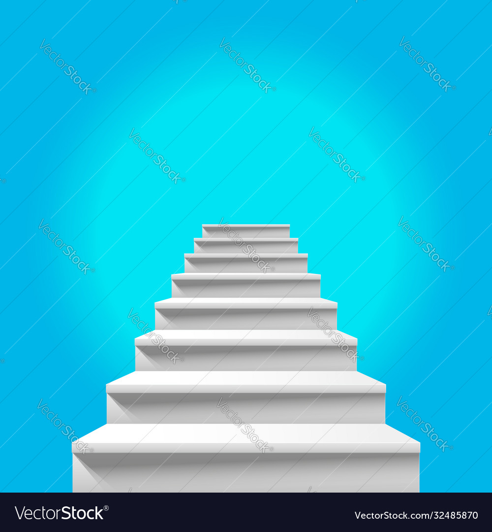 Stairway to heaven white staircase leading up Vector Image