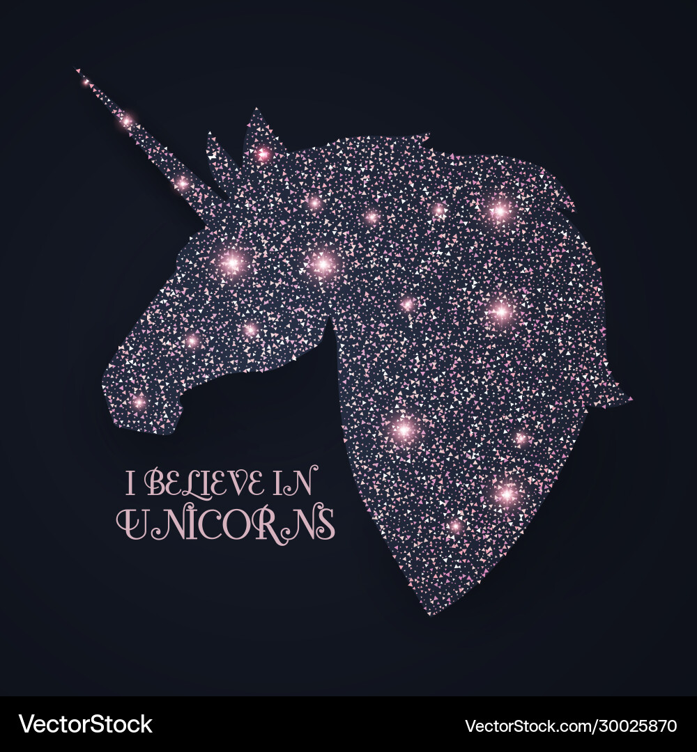 Unicorn head silhouette with pink magic texture Vector Image
