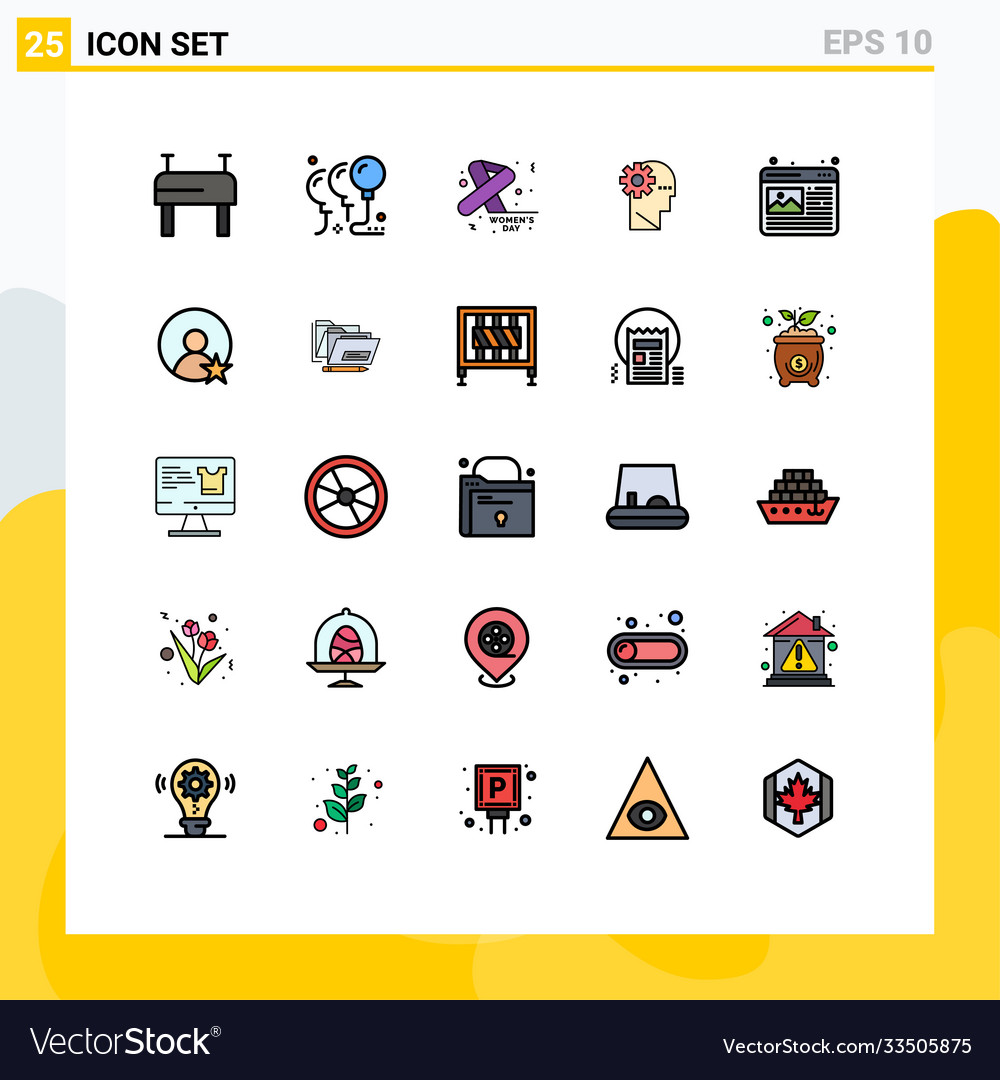 25 user interface filled line flat color pack