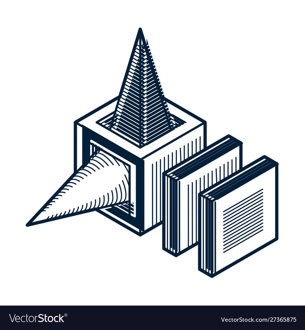 Abstract three-dimensional shape design cube Vector Image Abstract three-dimensional shape design cube