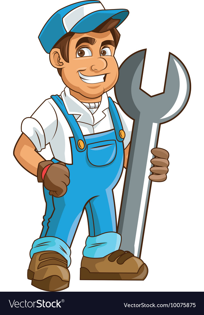 Construction or industrial worker holding wrench Vector Image