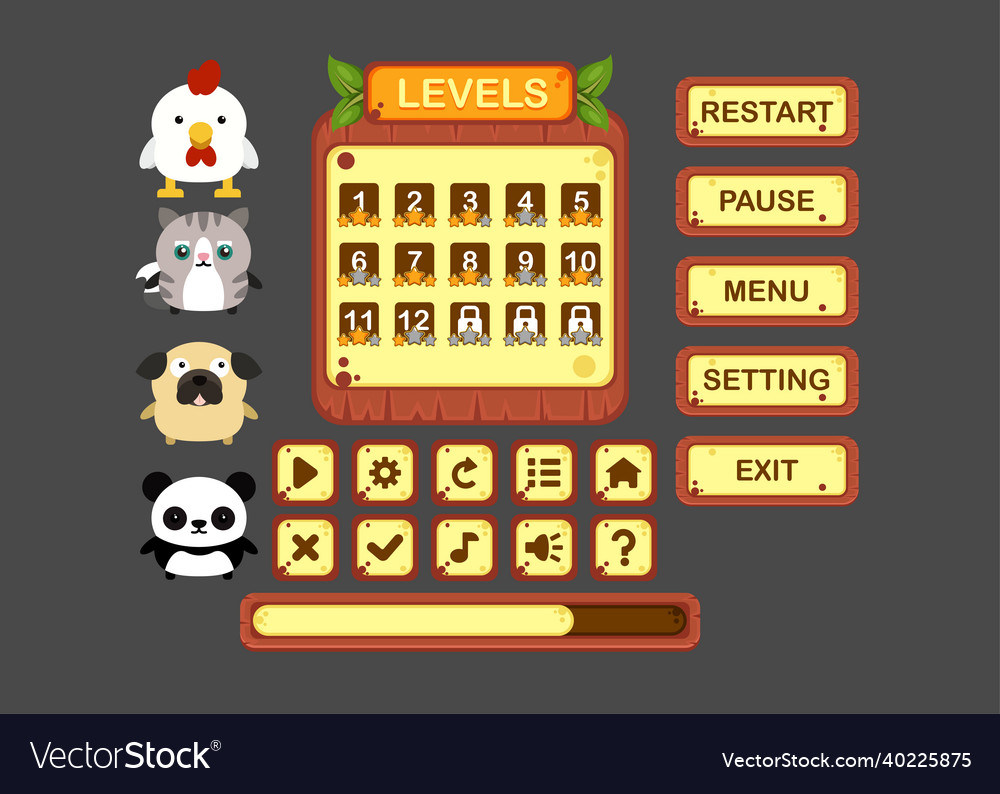 Design for complete set of score button game vector image Design for complete set of score button game