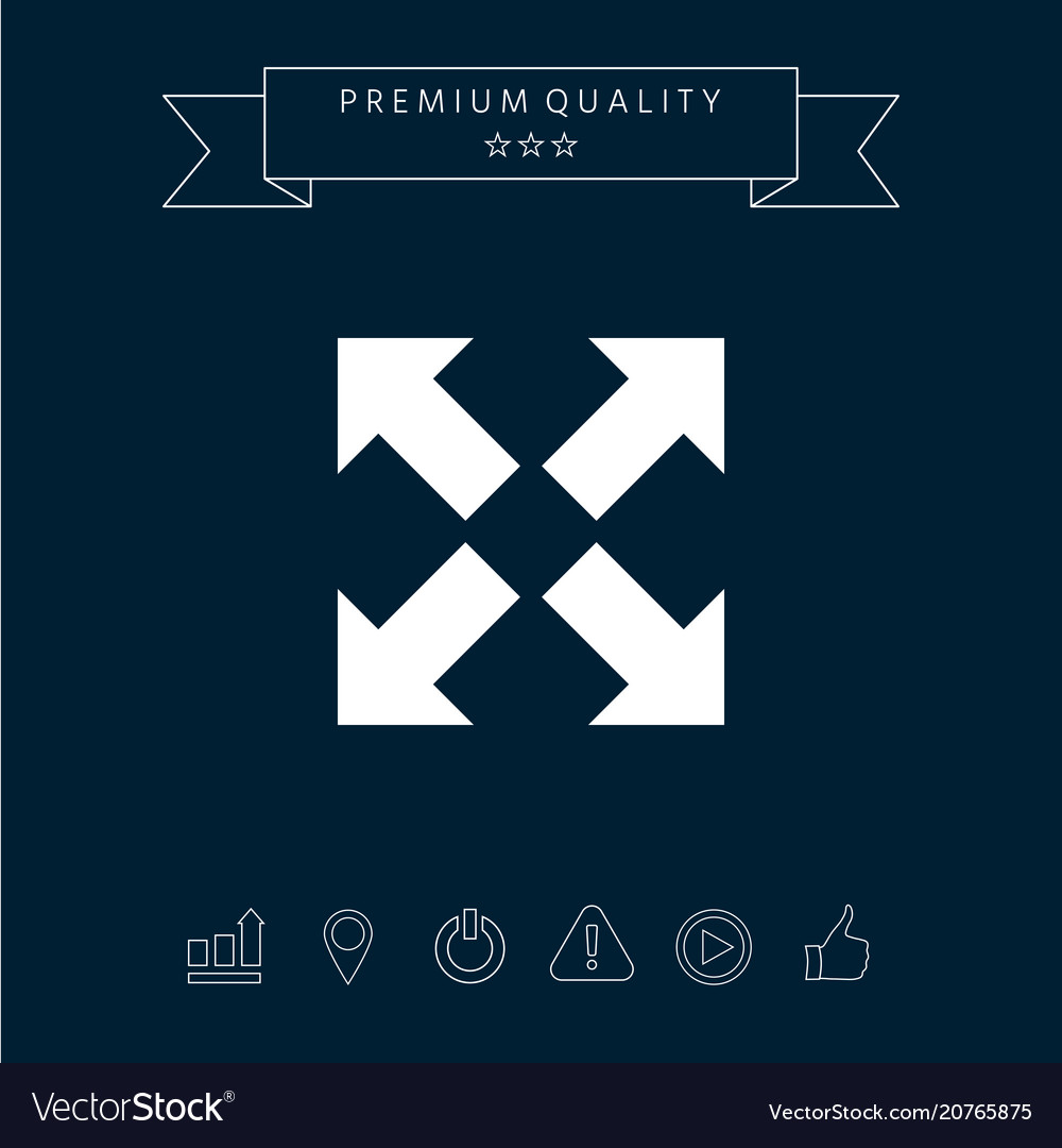 Extend resize icon cross arrow sign vector image Extend resize icon cross arrow sign