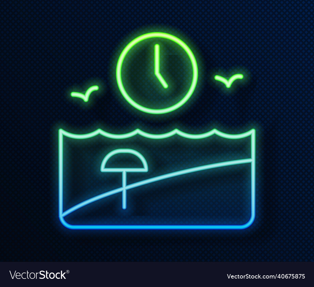 Glowing neon line vacation time icon isolated