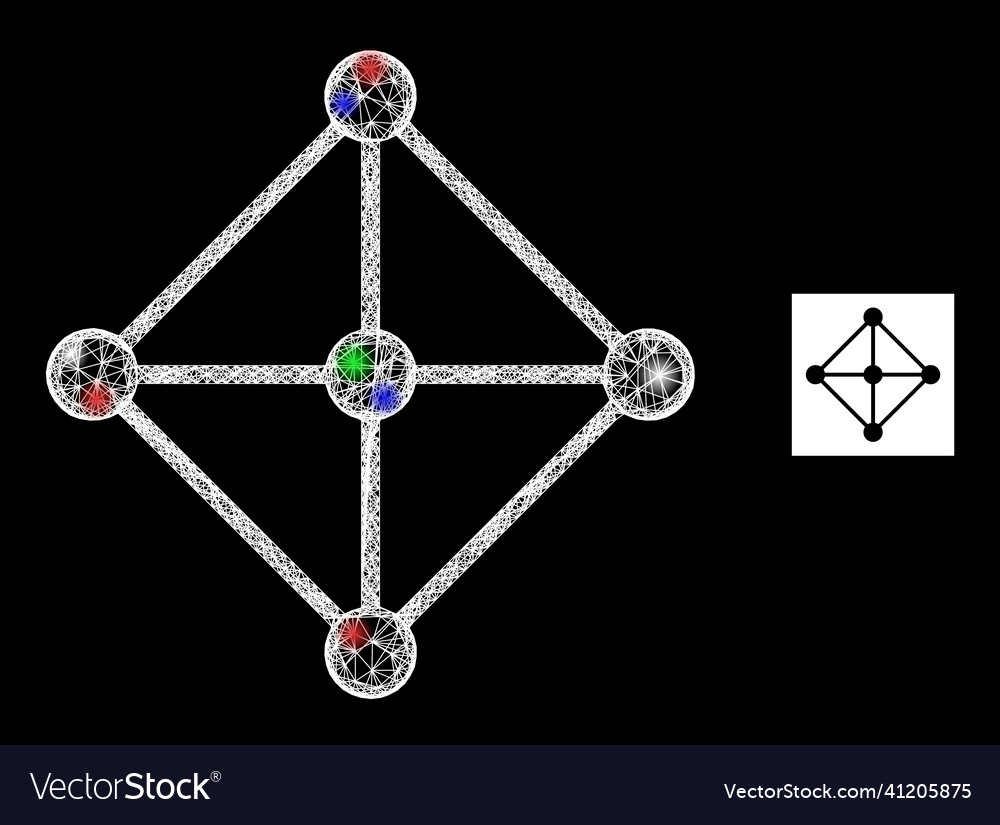 Hatched web mesh rhombus grid nodes icon vector image Hatched web mesh rhombus grid nodes icon