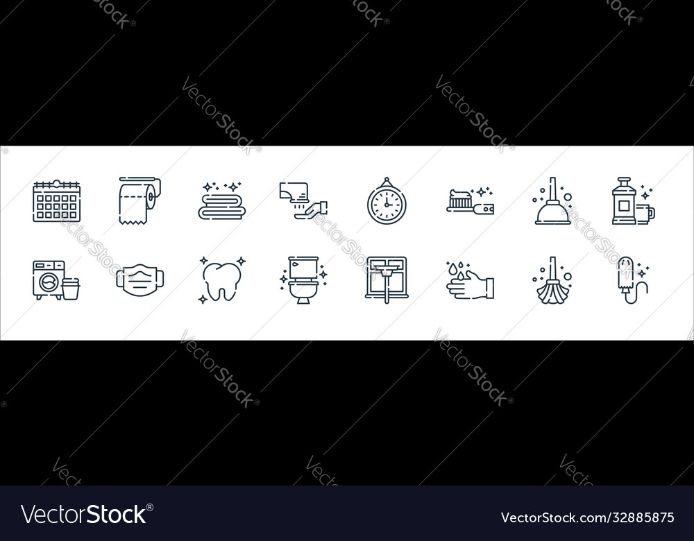 Hygiene routine line icons linear set quality vector image Hygiene routine line icons linear set quality
