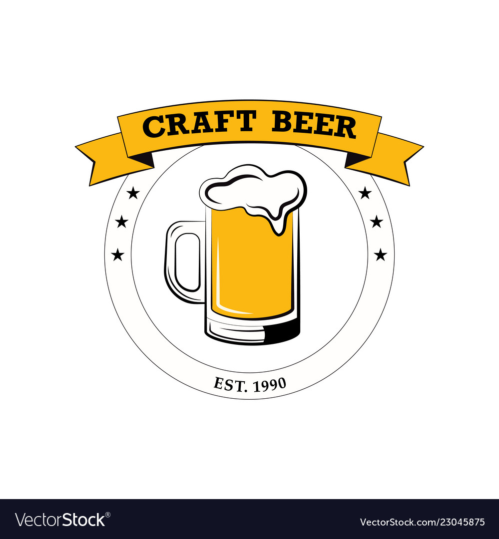 Label delicious foam beer drink Royalty Free Vector Image