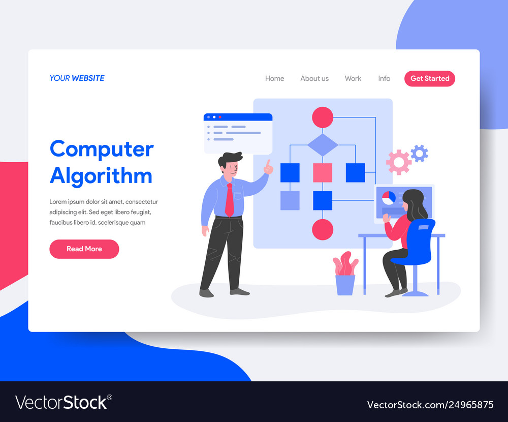 Landing page template computer algorithm Vector Image