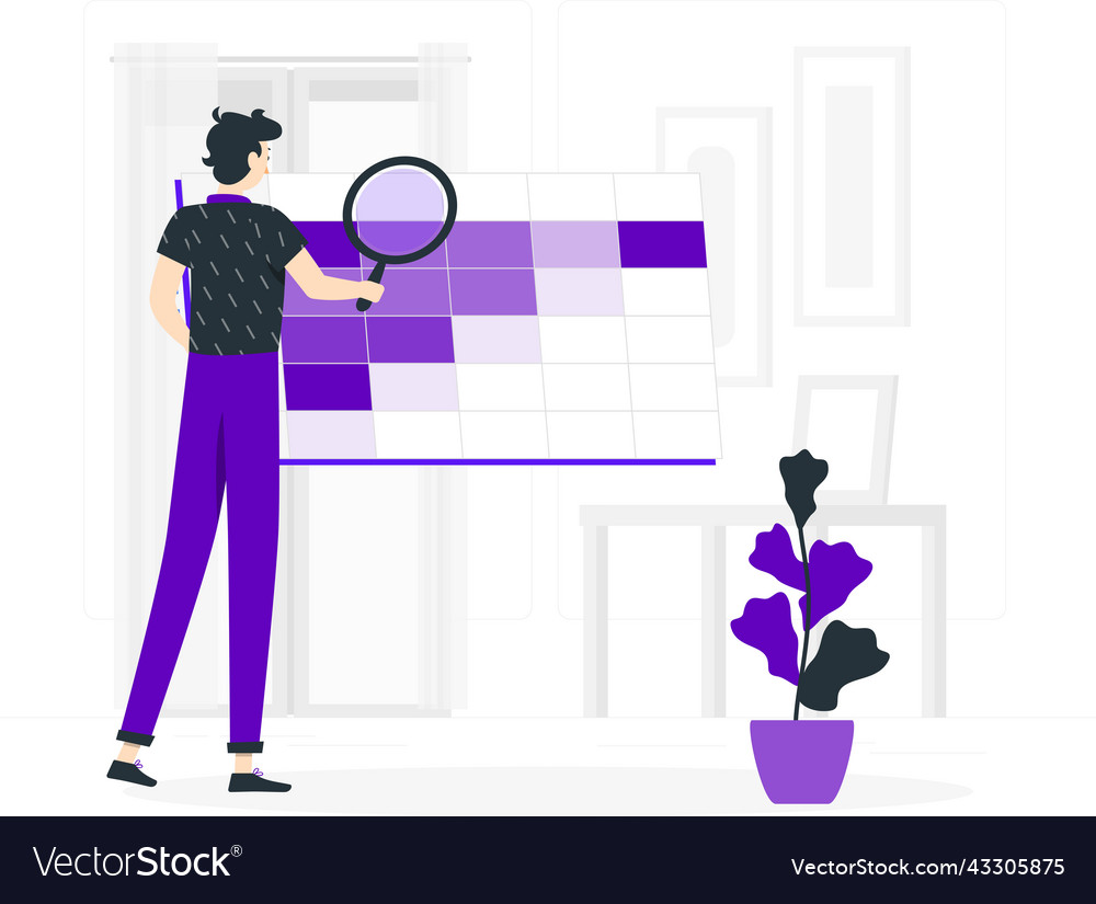 Man is analyzing the cohort flat design vector image Man is analyzing the cohort flat design