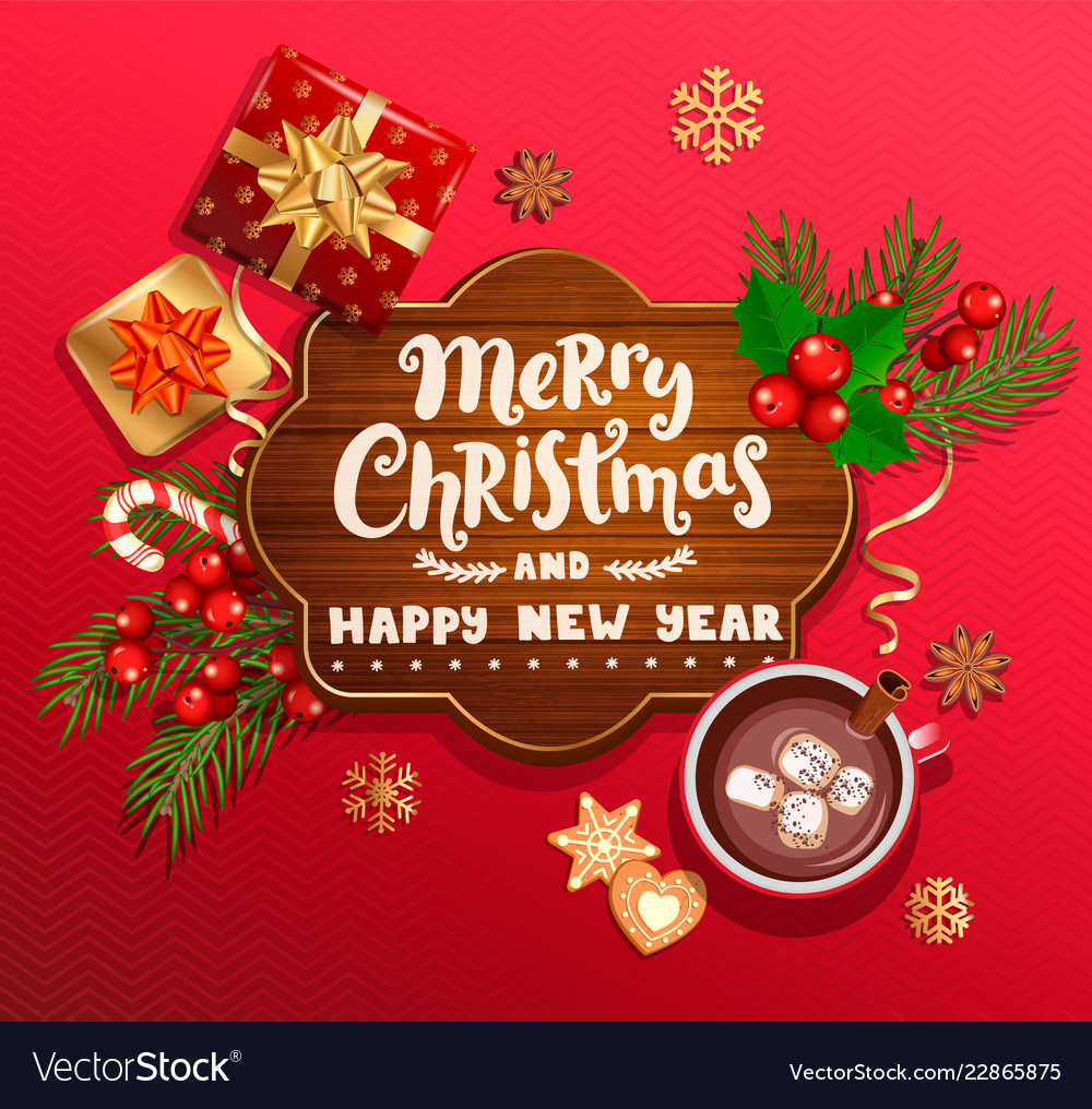 Merry christmas and new year wishing card Vector Image