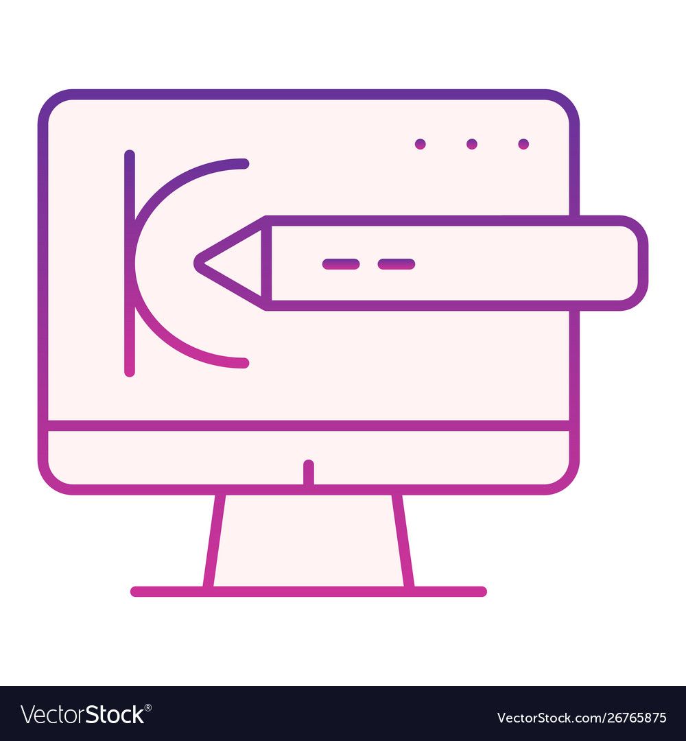 Monitor and stylus flat icon touchscreen display