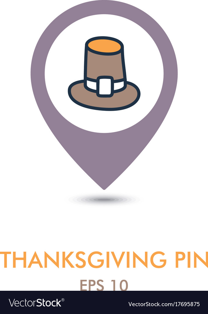 Pilgrim hat mapping pin icon thanksgiving