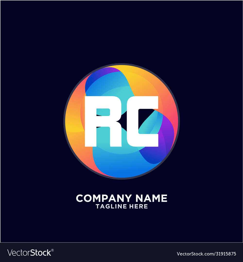 Rc initial logo with colorful circle template