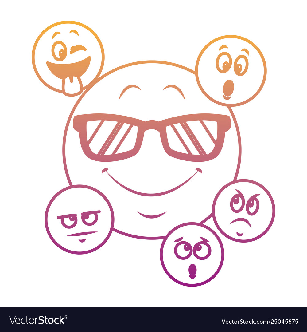 Set chat emoticons rainbow lines vector image Set chat emoticons rainbow lines