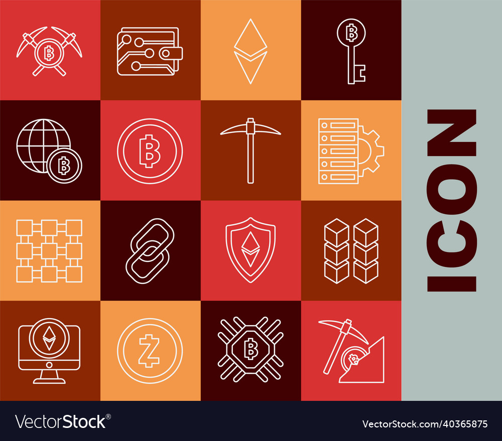 Set line cryptocurrency cloud mining blockchain