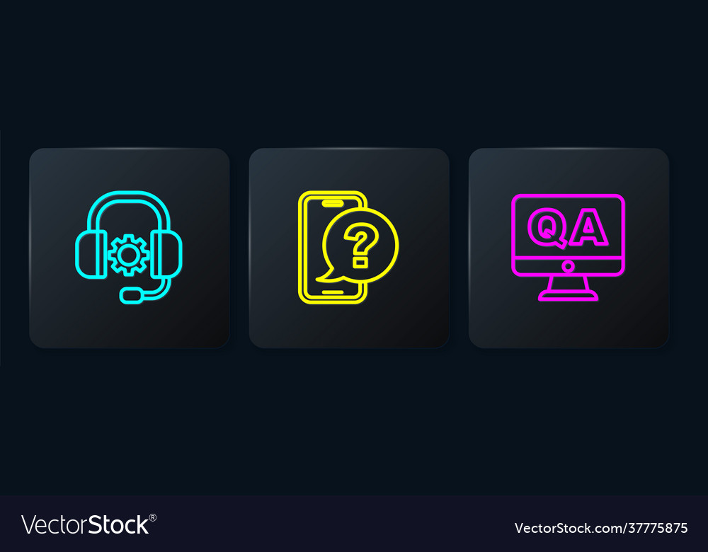 Set line headphones question and answer Royalty Free Vector