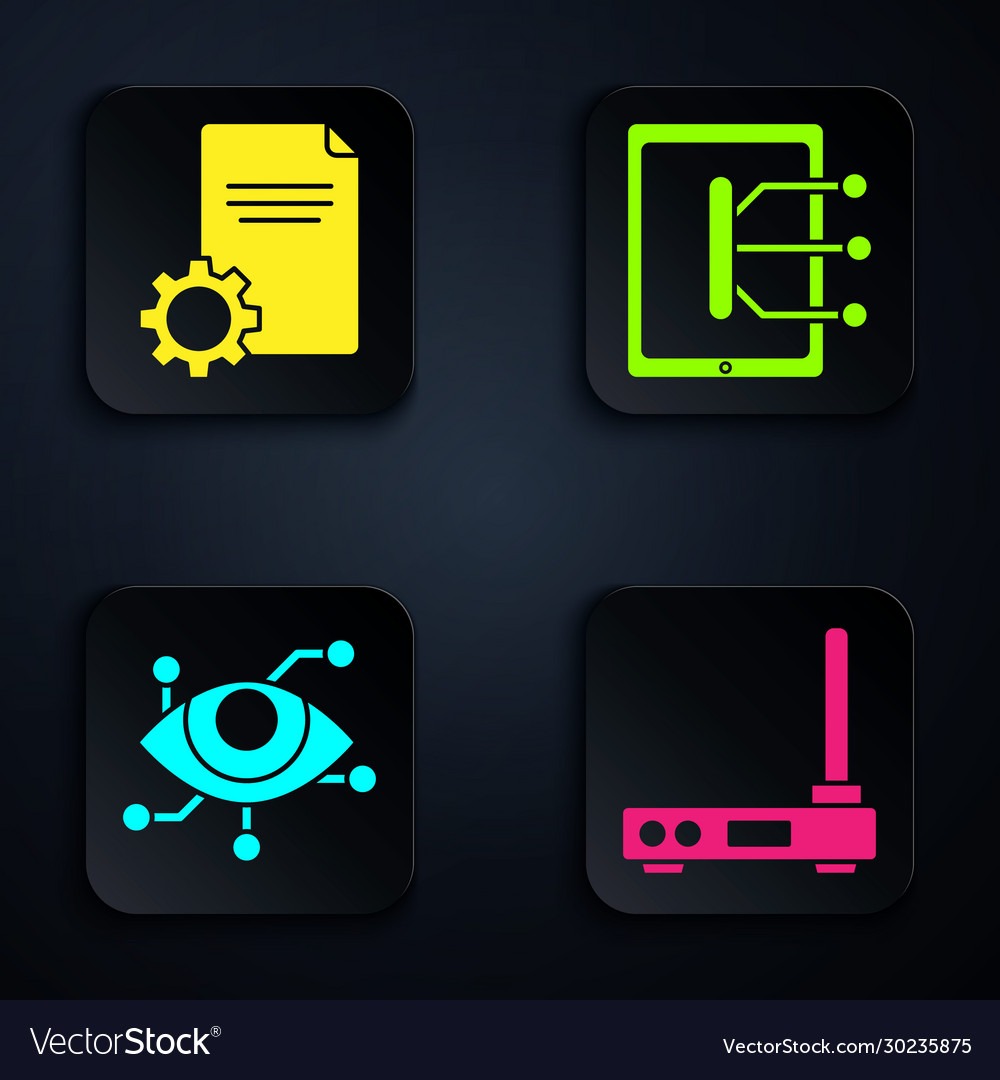 Set router and wi-fi signal file document vector image Set router and wi-fi signal file document