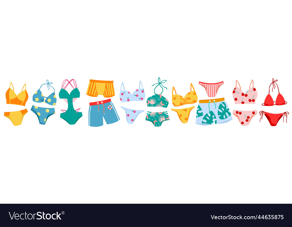 Summer swimwear cartoon set Royalty Free Vector Image