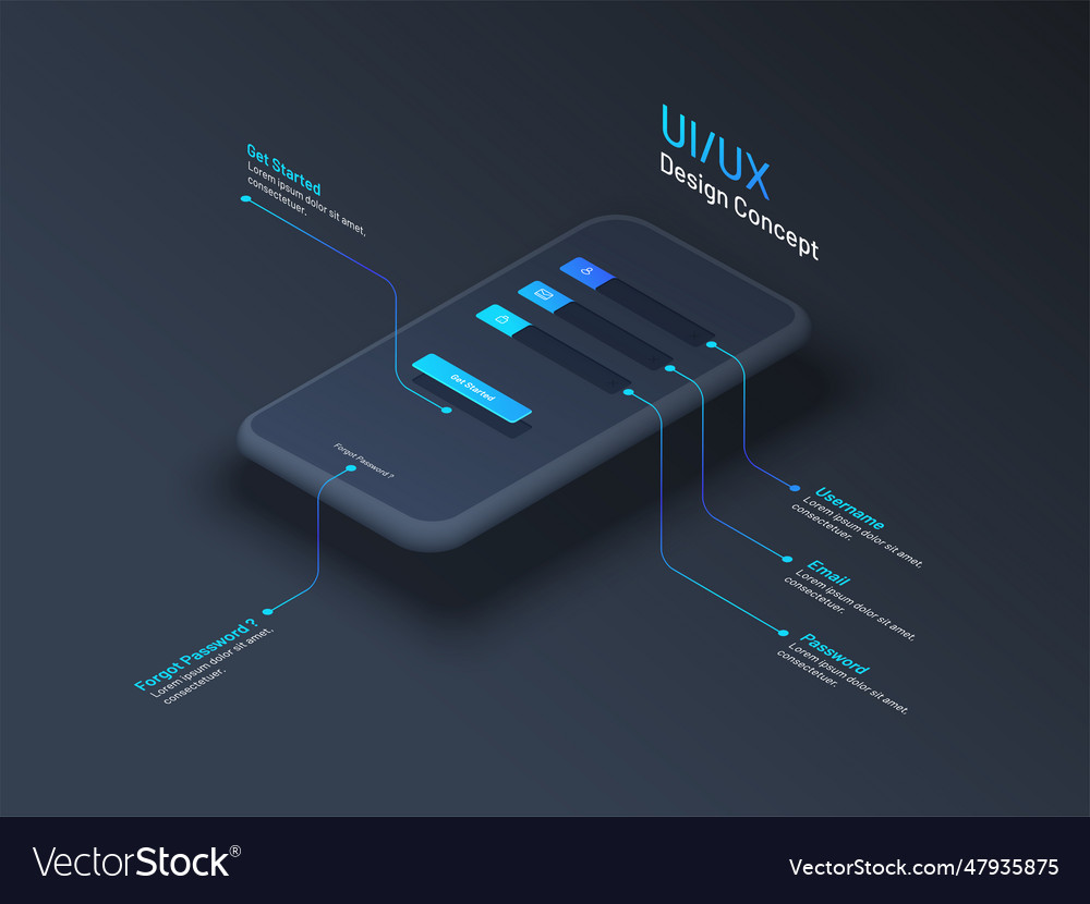Ui or ux design concept with isometric vector image Ui or ux design concept with isometric