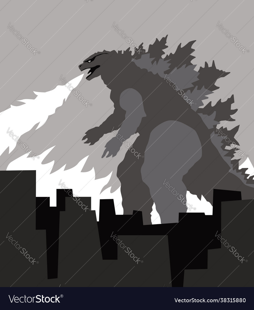 A horrible huge monster destroys city Royalty Free Vector