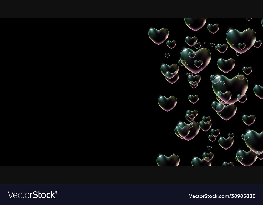 Black background with rainbow colored heart-shaped