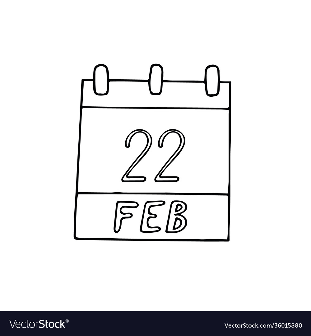Kalenderhand gezeichnet in doodle Stil Februar 22