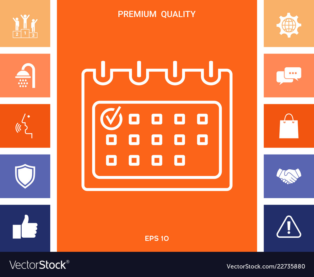 Calendar with check mark- line icon vector image Calendar with check mark- line icon