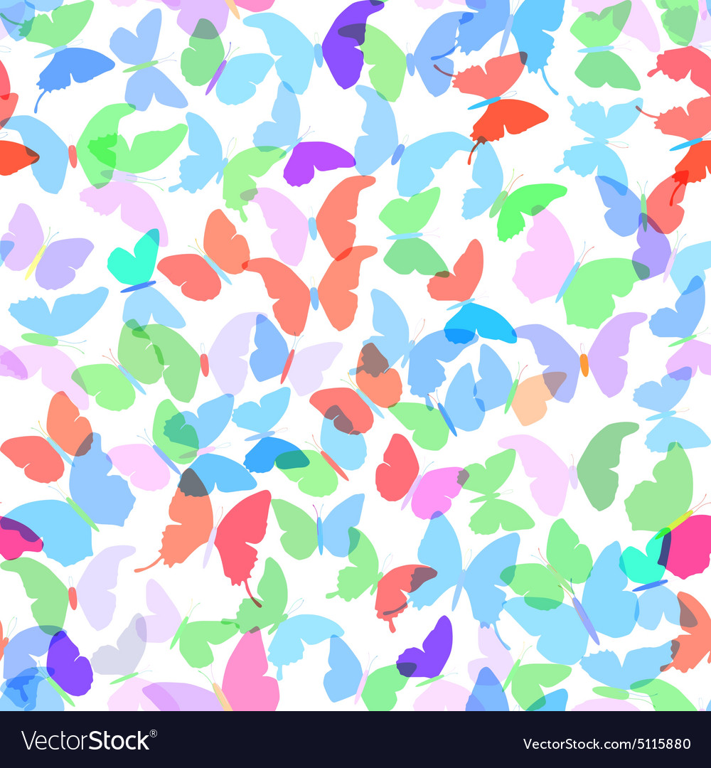 Colorful butterflies set summer seamless pattern