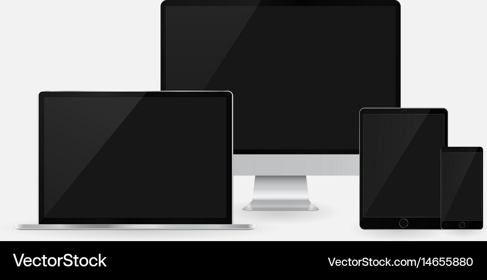 Computer tablet laptop smartphone set responsive Vector Image