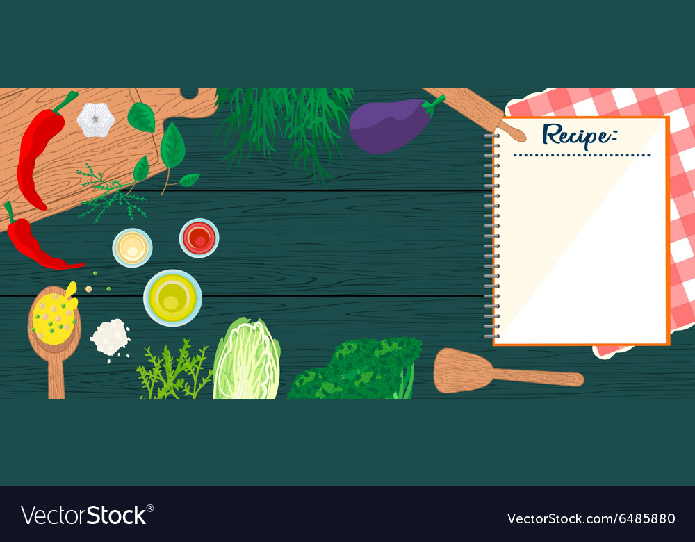 Cooking in kitchen top view banner Royalty Free Vector Image