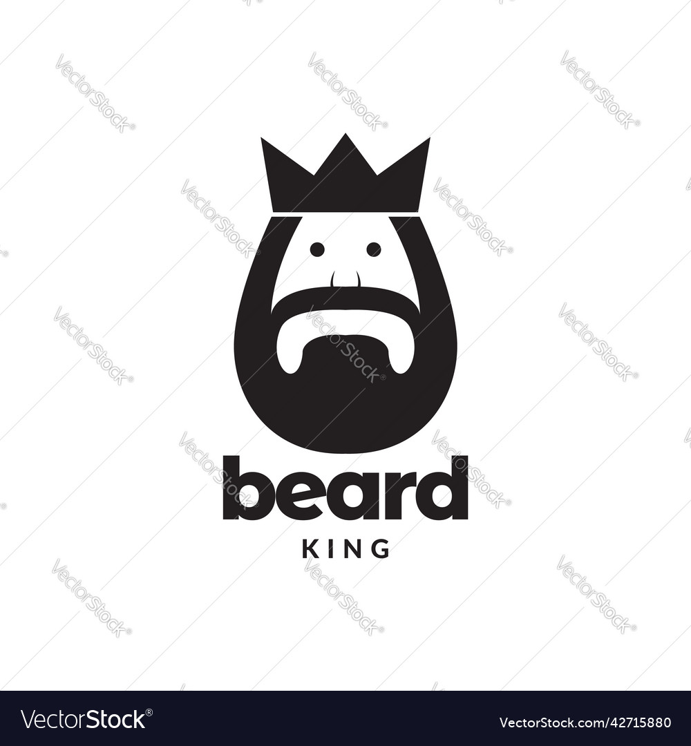 Cute old man beard with crown logo design graphic