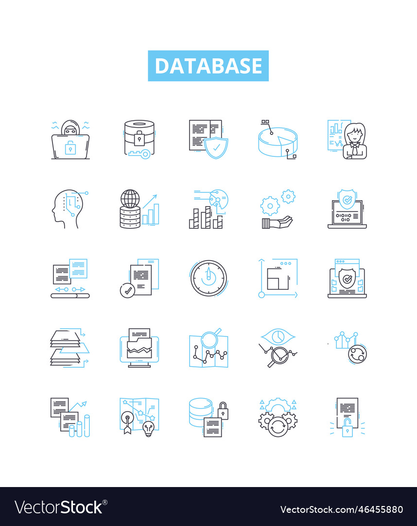 Database line icons set sql