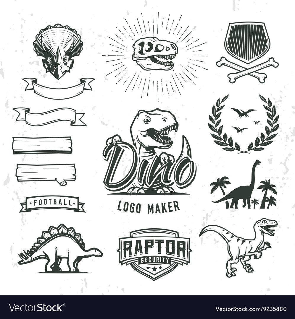 Download Dino logo maker set Dinosaur logotype creator Vector Image