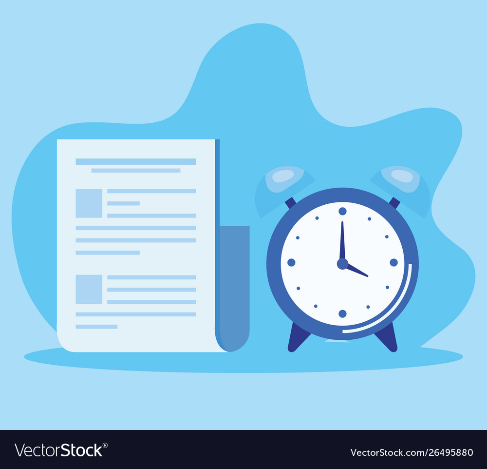 Document information with alarm clock and strategy Vector Image Document information with alarm clock and strategy