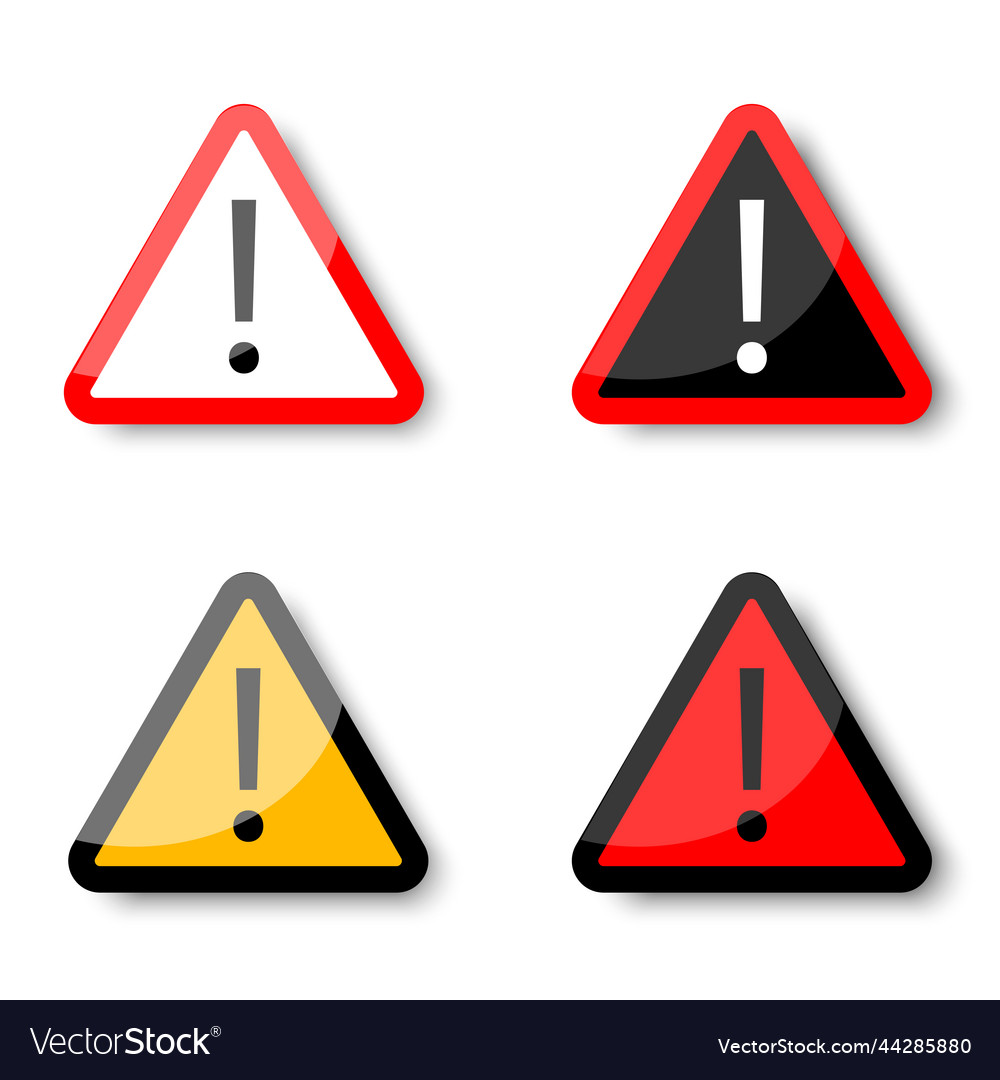 Exclamation mark triangle set attention sign Vector Image