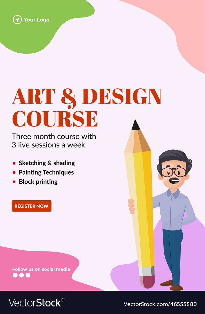 Flyer design of art and design course template Vector Image