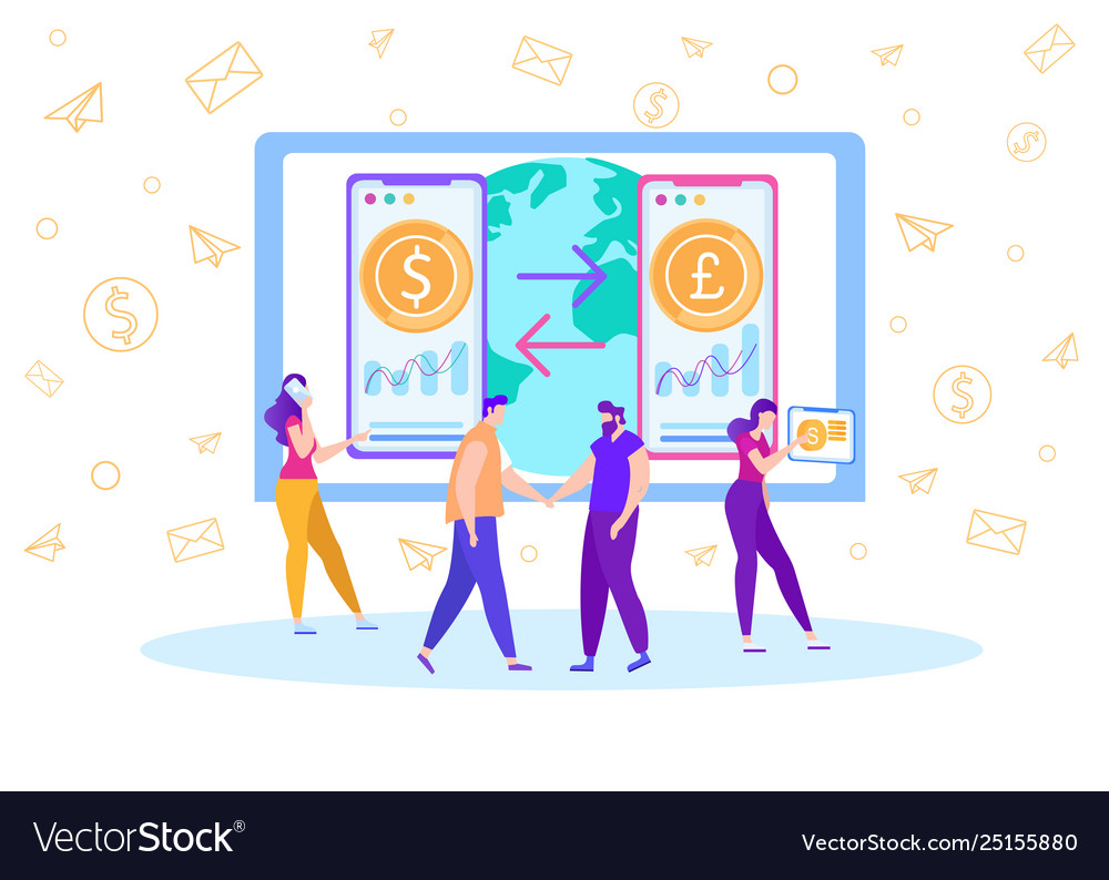Global Currency Exchange Online Operation Banner Vector Image