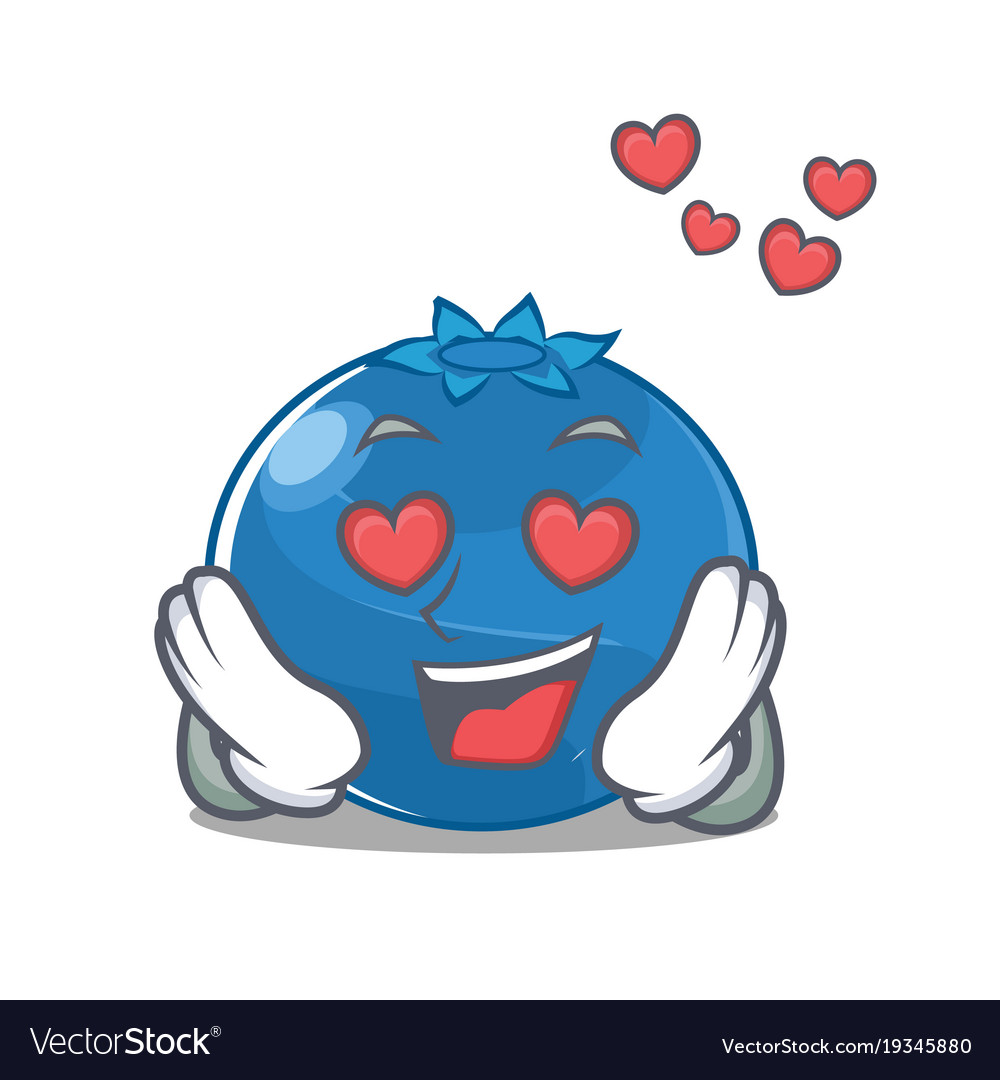 In love blueberry character cartoon style