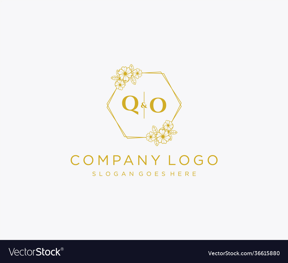 Initial qo letters decorative luxury wedding logo