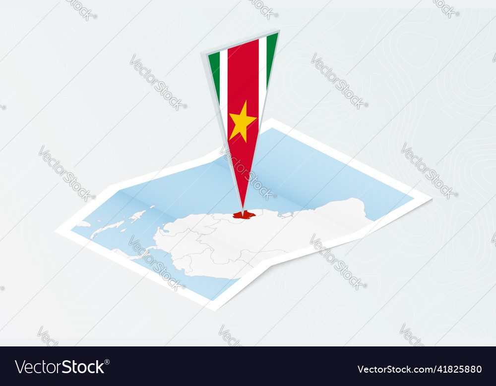 Isometric paper map of suriname with triangular Vector Image Isometric paper map of suriname with triangular