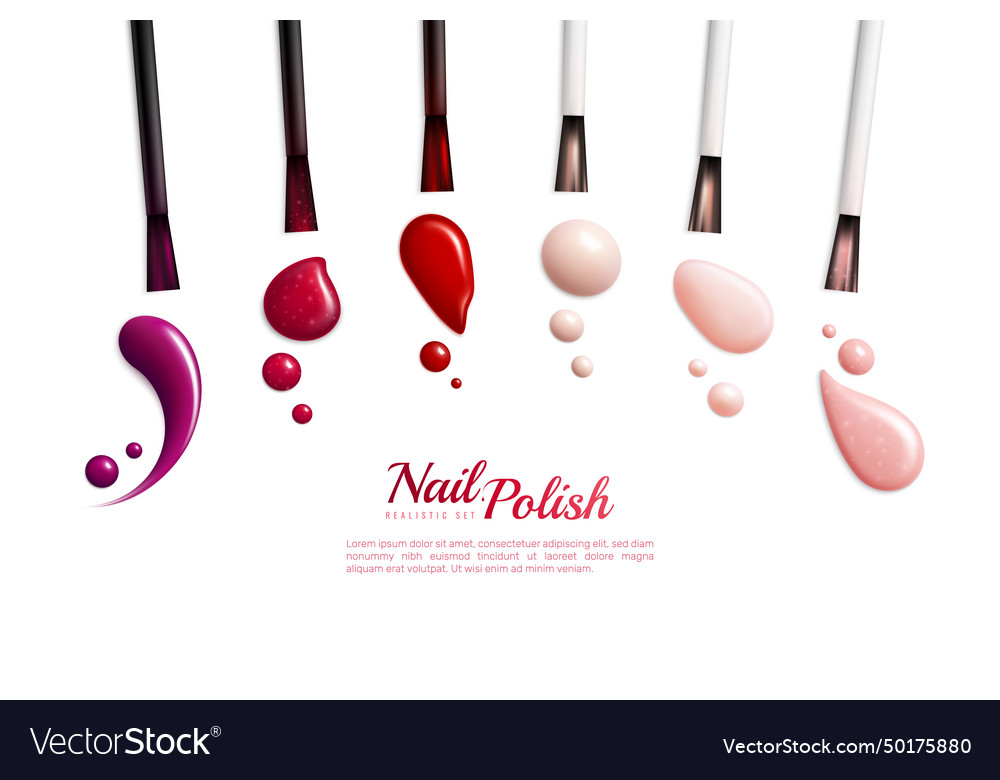 Nail polish smears color realistic icon set Vector Image