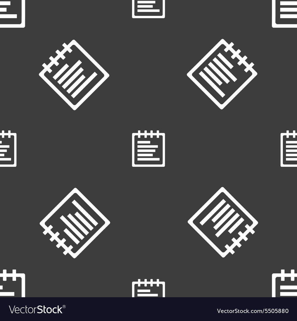 Notepad Symbol Zeichen nahtlose Muster auf einer grau